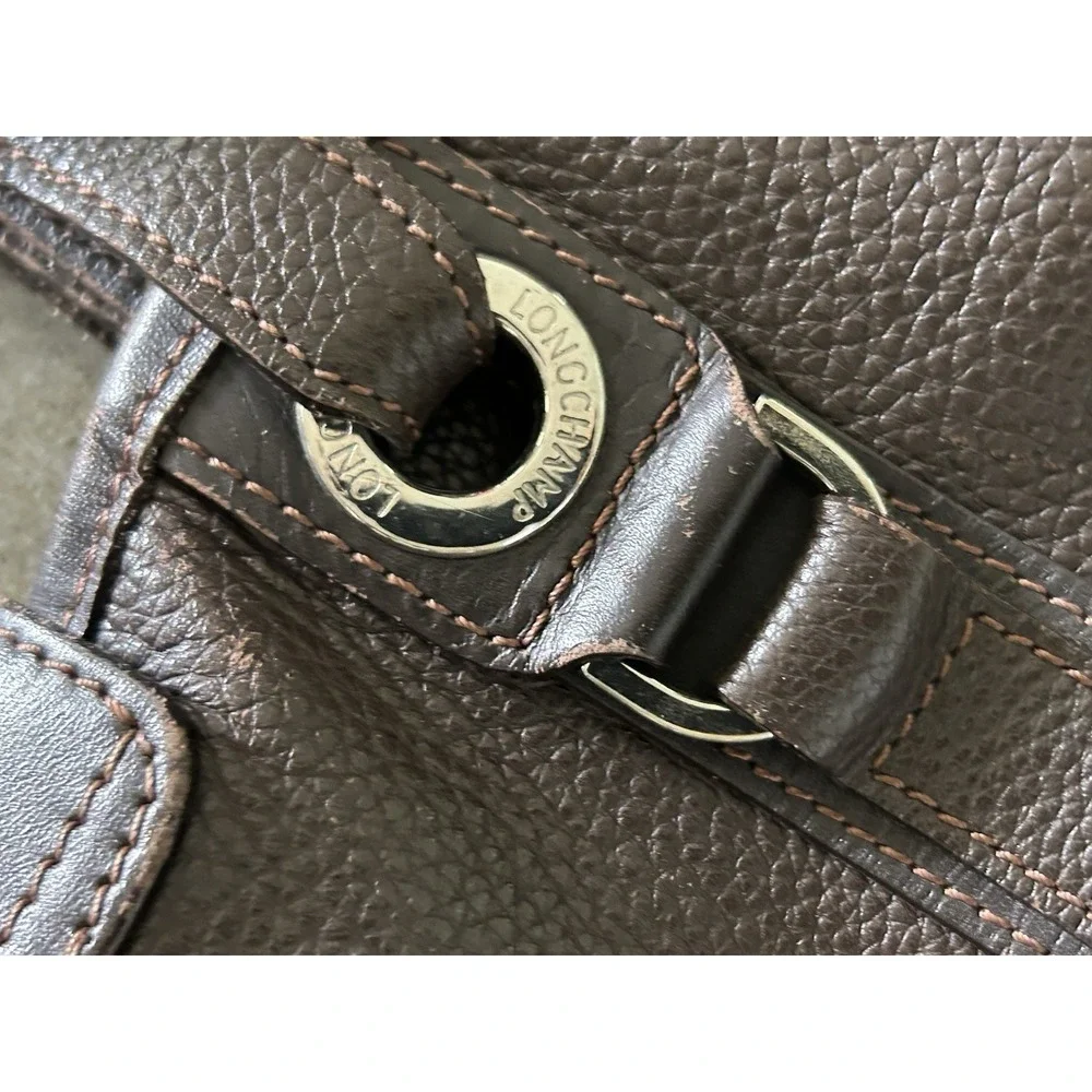 Longchamp‎ Leather Tote Pebbled Leather Luxury Bag GUC Brown